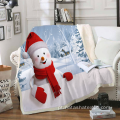 Cobertor de pelúcia de cristal com padrão de boneco de neve de Natal